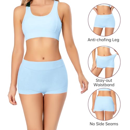 Migbean Women's Cotton Boxer Briefs Underwear Boy Shorts Underwear Lightweight High Waist Panties 5 Pack Multicolor - Image 2