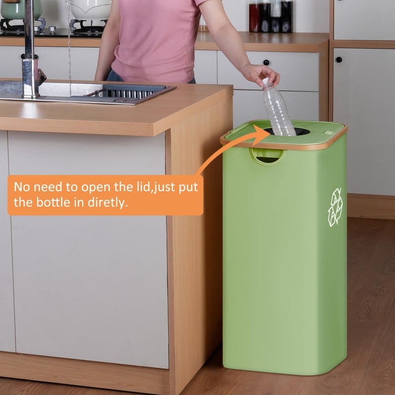 iEGrow 29 Gallons Recycling Bins for Kitchen, Indoor Recycle Bins with Lid, 110L Large Recycle bin with 2 Removeable Reusable Inner Bags, for Bottles Cans Glass Plastice Cartons(Green) - Image 4