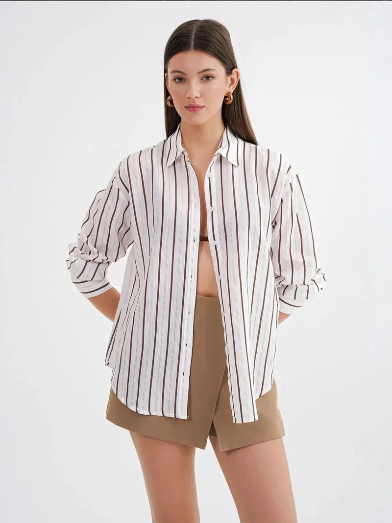 MixRay Mixray Striped Button-Up Long Sleeve Shirt