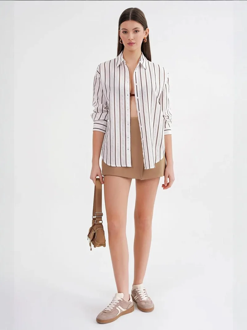 MixRay Mixray Striped Button-Up Long Sleeve Shirt