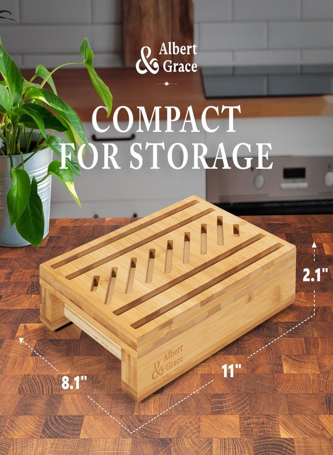 Albert&Grace Albert & Grace Adjustable Bread Slicer – Premium Cross-Laminated Bamboo, High 6.1” Guides, 3 Width Settings, 2 Slice Thicknesses – Folds Flat – Perfect for Sourdough, Homemade Loaves & Bagels - Image 5