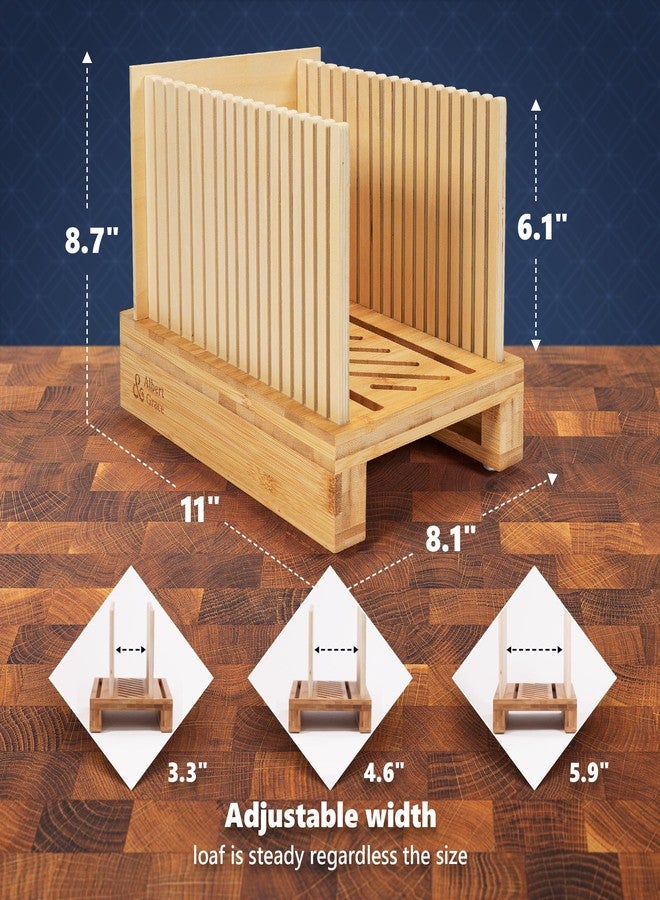 Albert&Grace Albert & Grace Adjustable Bread Slicer – Premium Cross-Laminated Bamboo, High 6.1” Guides, 3 Width Settings, 2 Slice Thicknesses – Folds Flat – Perfect for Sourdough, Homemade Loaves & Bagels - Image 3