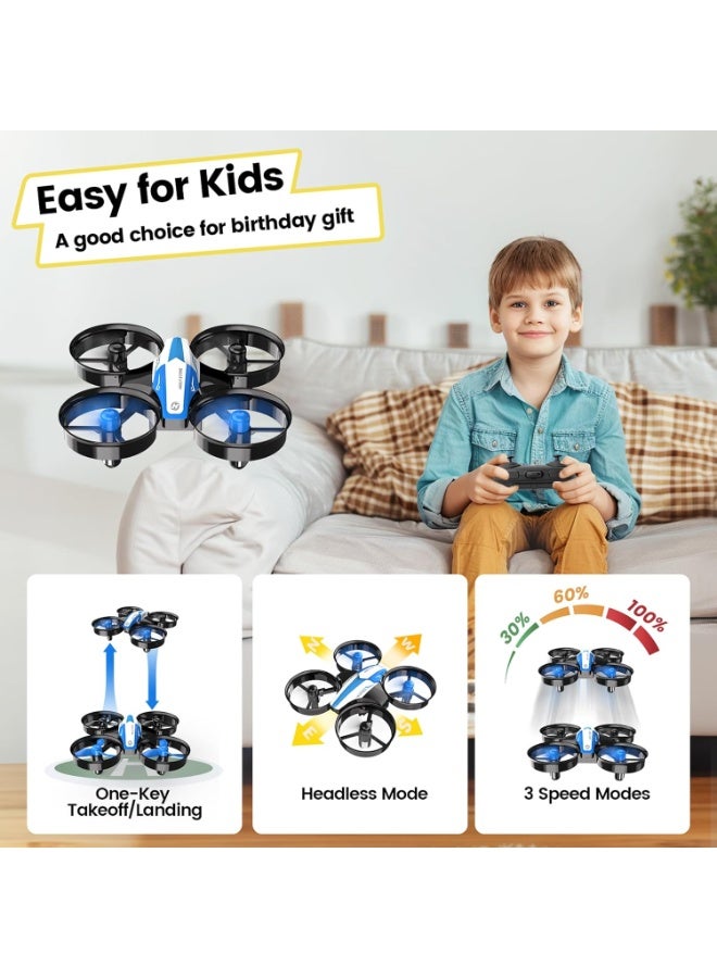 Mini Drone for Kids and Beginners RC Nano Quadcopter Indoor Small Helicopter Plane with 3D Flip, Auto Hovering, Headless Mode and 3 Batteries, Ideal Gift Toy for Boys and Girls, Blue - Image 2
