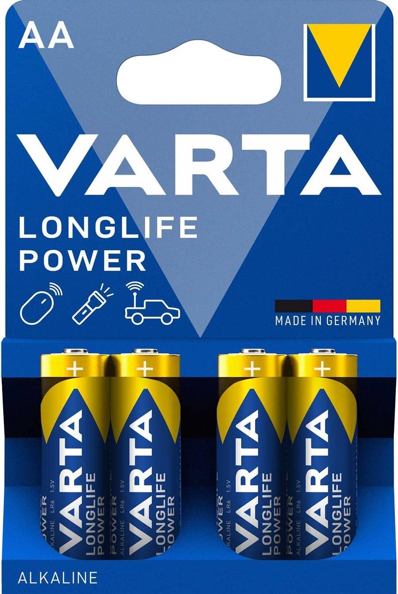 VARTA Longlife Power AA Batteries | High Energy Performance for Toys, Gaming Controllers, Robots & Flashlights | 10-Year Storage Life | Made in Germany | Premium Long-Lasting Power | Pack of 4 - Image 1