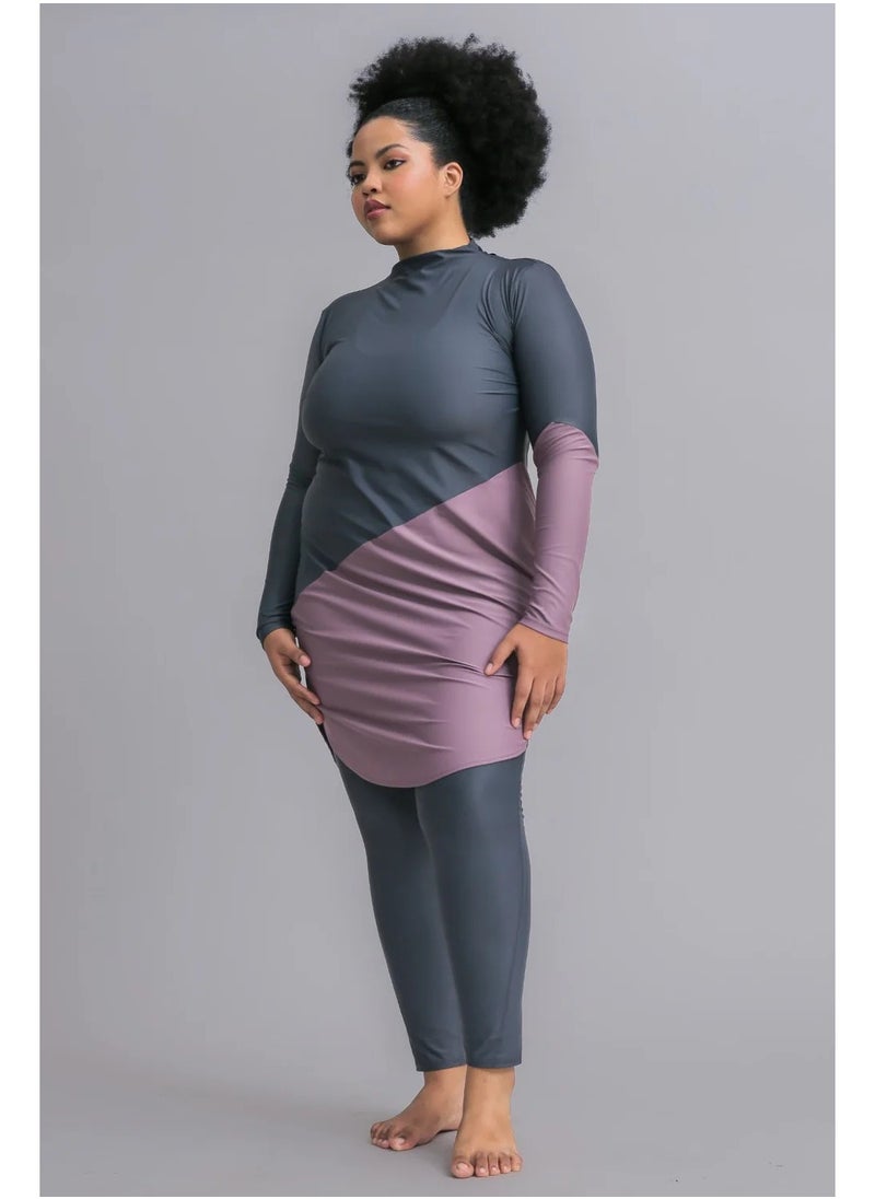 Vicino Vicino 2-piece swimsuit set made of Lycra - distinctive and comfortable shape, available in different sizes, gray*pink color  - Image 1