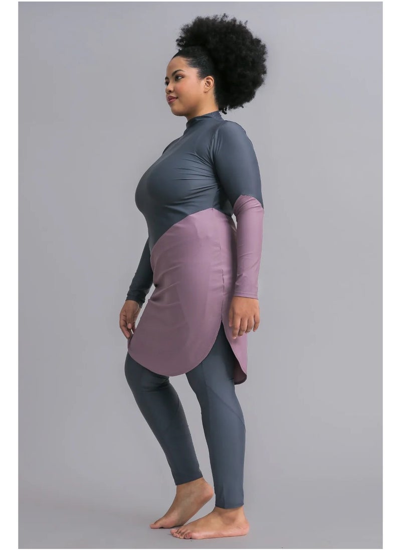Vicino Vicino 2-piece swimsuit set made of Lycra - distinctive and comfortable shape, available in different sizes, gray*pink color  - Image 2