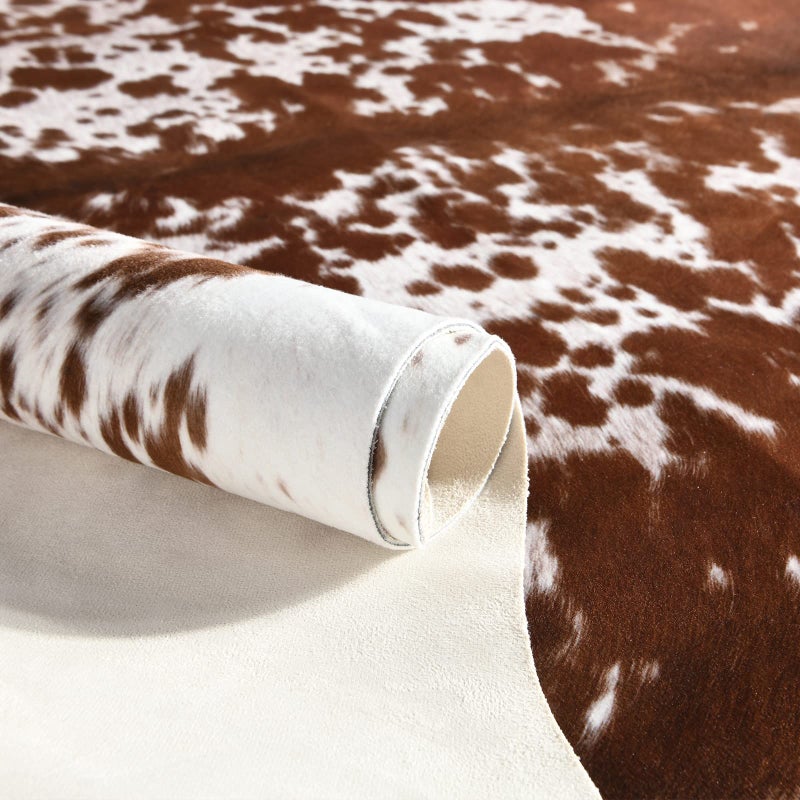 Easycozy Faux Cowhide Large Cow Print Rug - 4.7 x 5.2 Feet, Thickened Elastic for Bedroom, Living Room, Home Office, Western Decor - Image 2