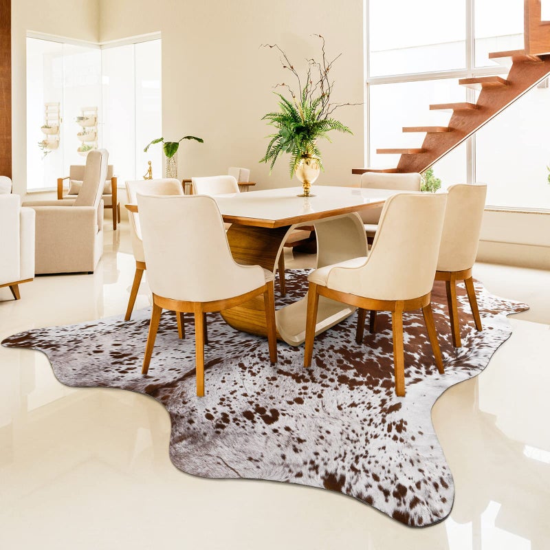 Easycozy Faux Cowhide Large Cow Print Rug - 4.7 x 5.2 Feet, Thickened Elastic for Bedroom, Living Room, Home Office, Western Decor - Image 4