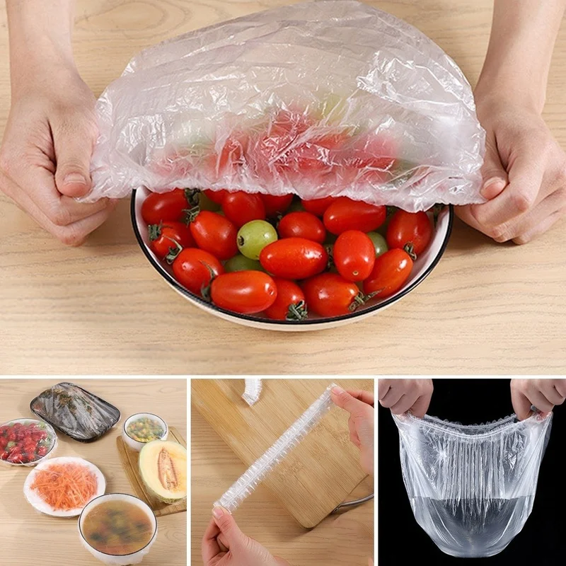 Lisinya 100 Pieces Elastic Freshness Preserving Pot and Plate Bonnet Flexible Stretch Cover ()