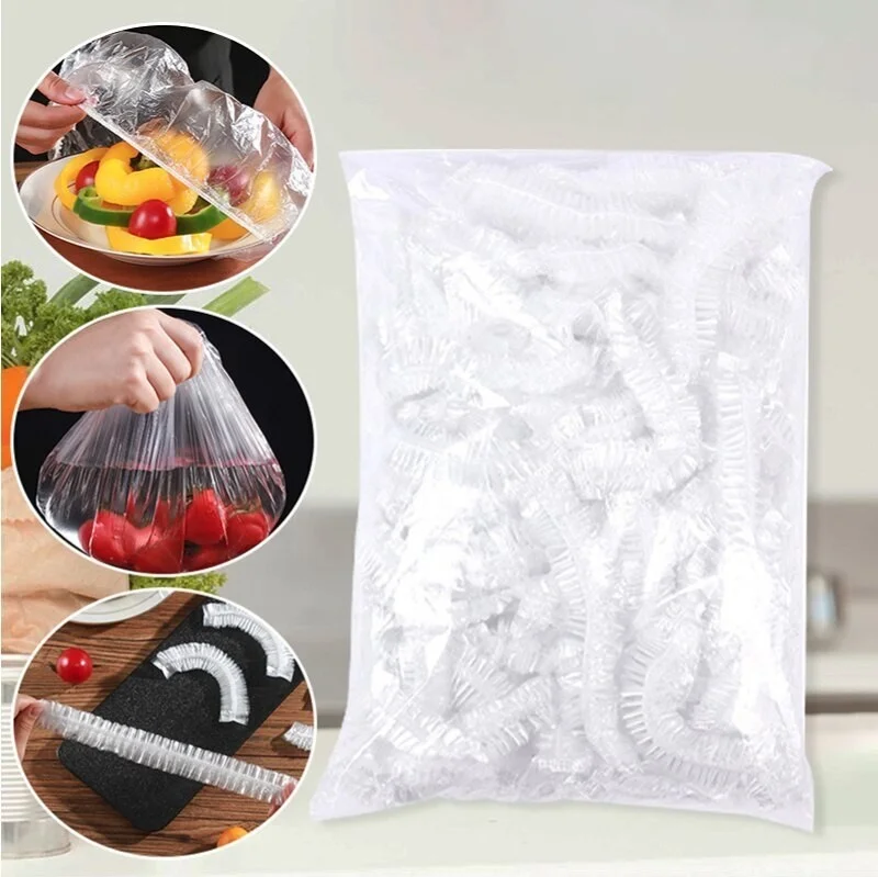 Lisinya 100 Pieces Elastic Freshness Preserving Pot and Plate Bonnet Flexible Stretch Cover ()