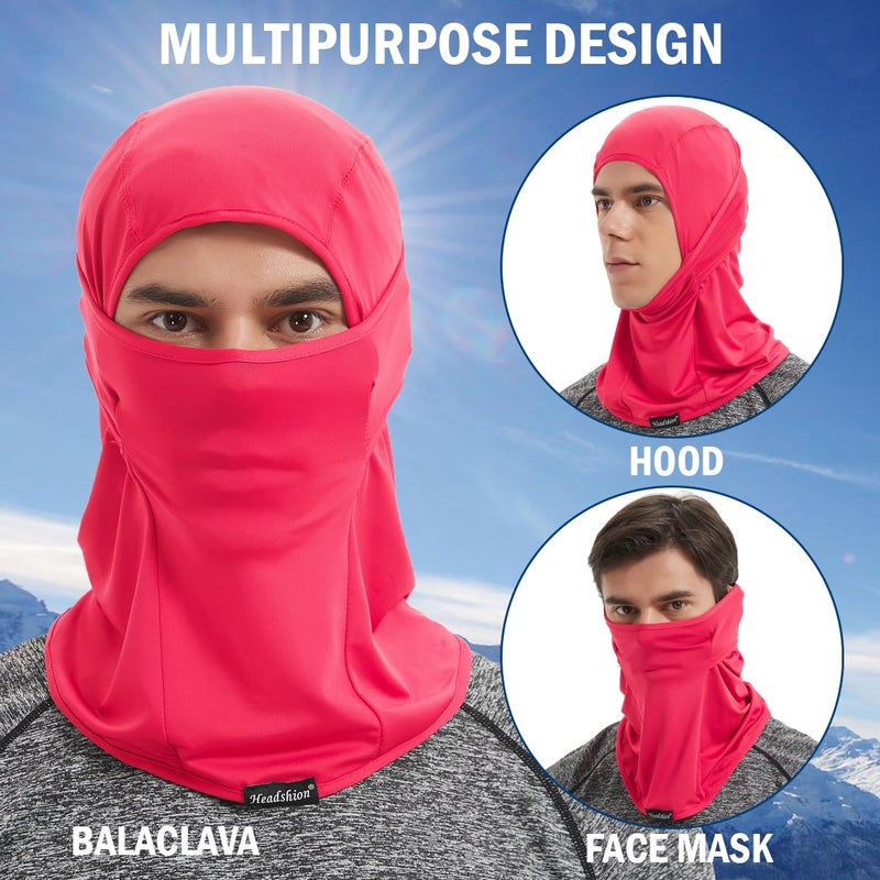 Headshion Cooling Balaclava Face Mask Men Women Summer, 2-Pack Lightweight Ski Mask Helmet Liner (2 Rose Pink) - Image 3