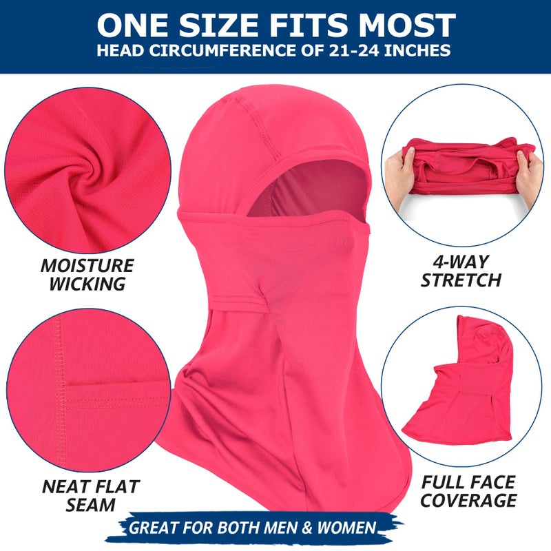 Headshion Cooling Balaclava Face Mask Men Women Summer, 2-Pack Lightweight Ski Mask Helmet Liner (2 Rose Pink) - Image 2