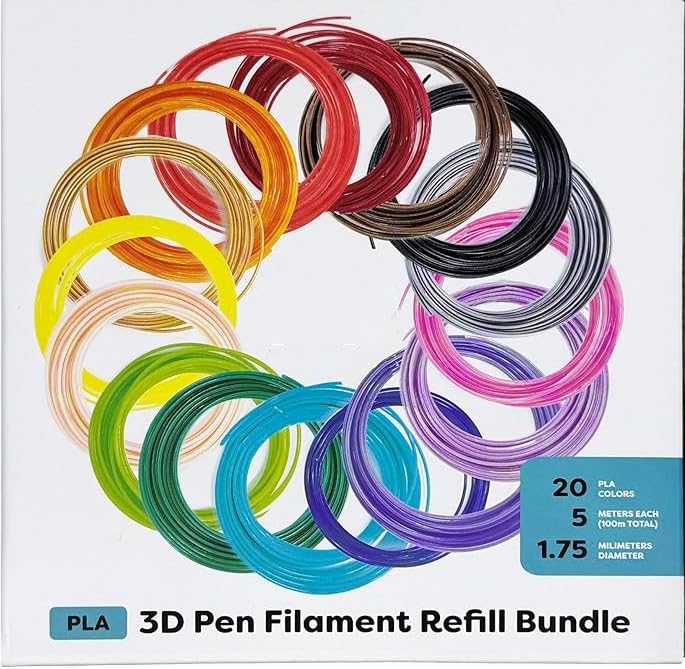 WOL 3D WOL3D PLA 3D Pen Filament Pack – 20 Colors (5M Each, Total 100M), 1.75mm, Multicolor – 20-in-1 3D Pen Refill Set for 3D Pens & Printers, Non-Toxic & Eco-Friendly - Image 3