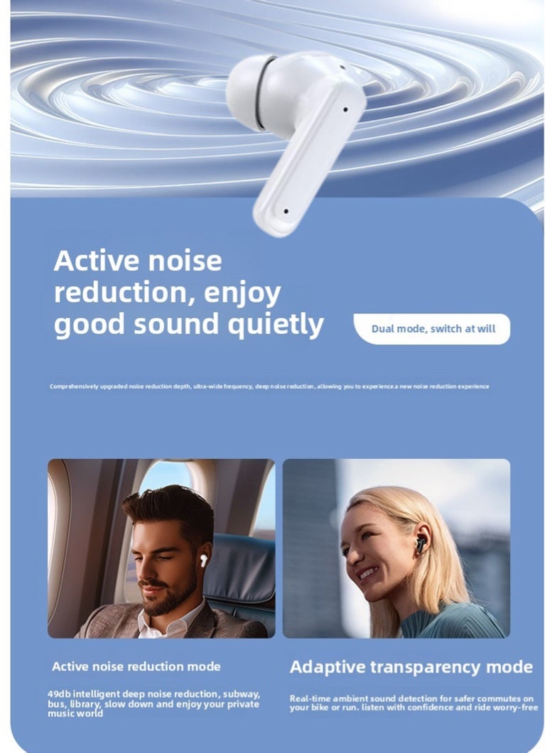 سماعة أذن لاسلكية حقيقية مزودة بعلبة شحن مع شاشة لمس ملونة كاملة، تستخدم تقنية البلوتوث 5.4، مع إلغاء ضوضاء نشط (ANC) + وضع نافذة تكيفي، وتأثيرات صوتية سبيس دوبل من BISA، وصوت مكاني Hi-Fi. - Image 4