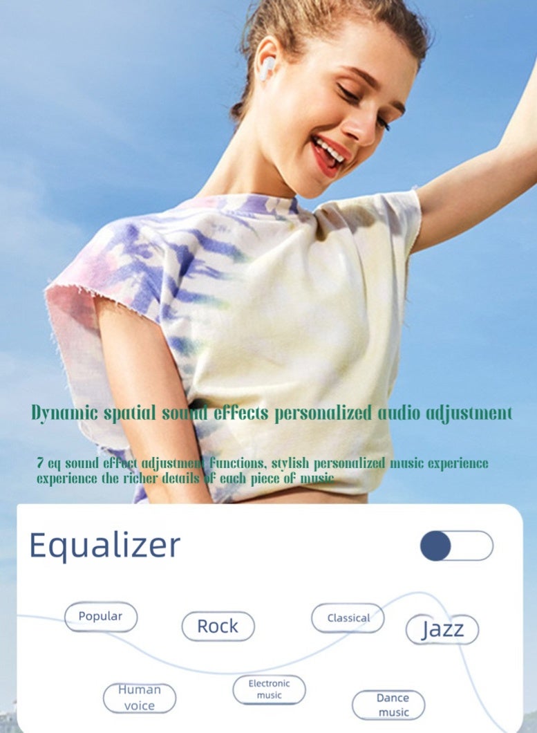 سماعة أذن لاسلكية حقيقية مزودة بعلبة شحن مع شاشة لمس ملونة كاملة، تستخدم تقنية البلوتوث 5.4، مع إلغاء ضوضاء نشط (ANC) + وضع نافذة تكيفي، وتأثيرات صوتية سبيس دوبل من BISA، وصوت مكاني Hi-Fi. - Image 5