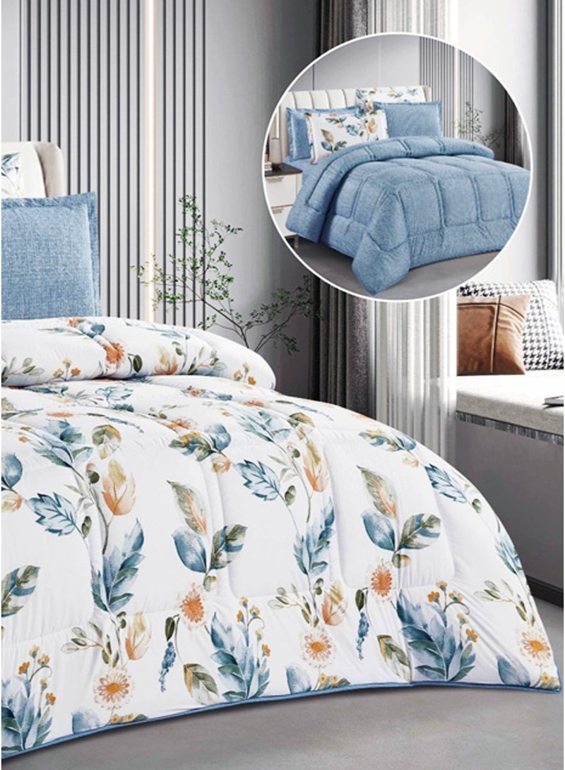 روشن طقم مفرش سرير كوين (Queen) مكون من 4 قطع – لحاف 170×230 سم مع شرشف سرير 140×200+30 سم بتصميم أنيق يمنح غرفتك لمسة فاخرة - Image 3