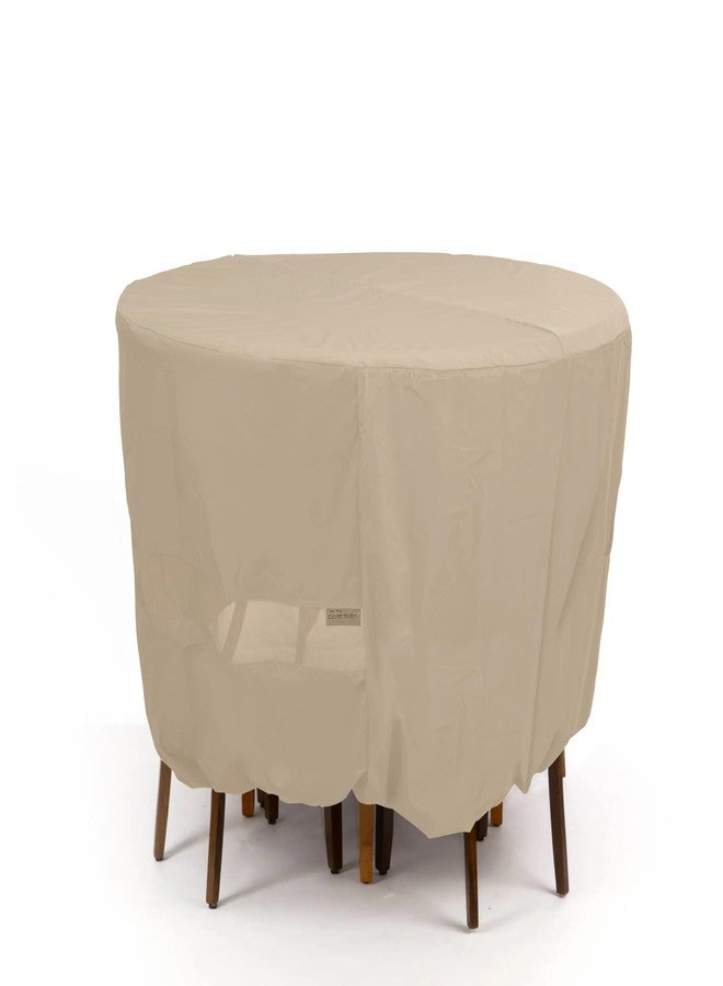Covermates Round Dining Table/Chair Set Cover - Light Weight Material, Weather Resistant, Elastic Hem, Patio Table Covers, 72DIAMETER x 30H, Classic Tan - Image 1