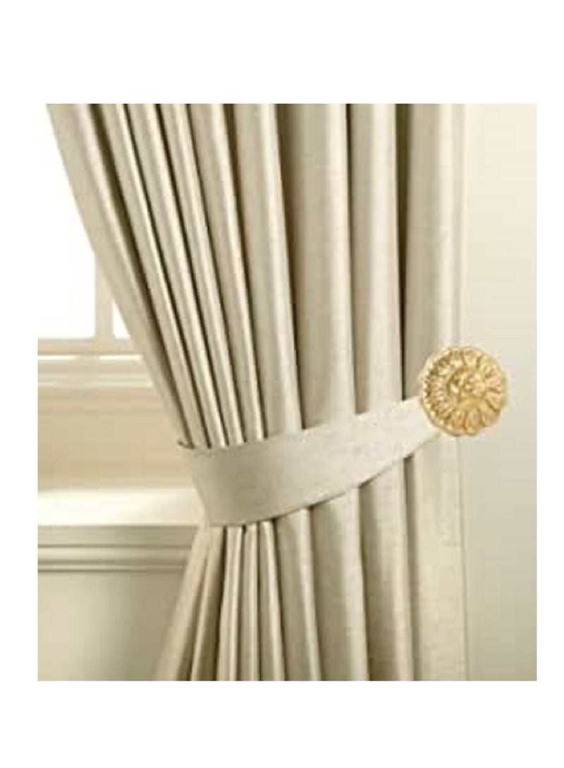 IDT 1 Pair Curtain Holdbacks Window Tie Backs Holders For Bedroom Wall Office Decor Home Sheer Blackout Drapes Blind Curtains Decorations Accessories Buckle Hooks Golden Colour - Image 1