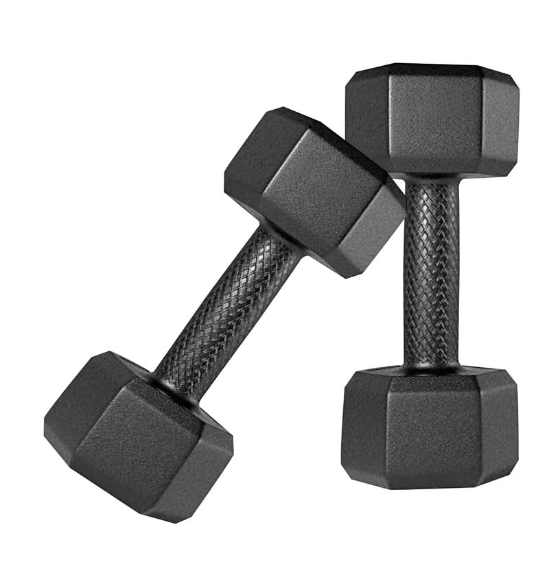 Kore PVC DM-PVC-1KG-COMBO161 Fixed Dumbbell Set, 1Kg Set of 2 Dumbbells Set and Fitness Kit for Men and Women Whole Body Workout, Black - Image 1