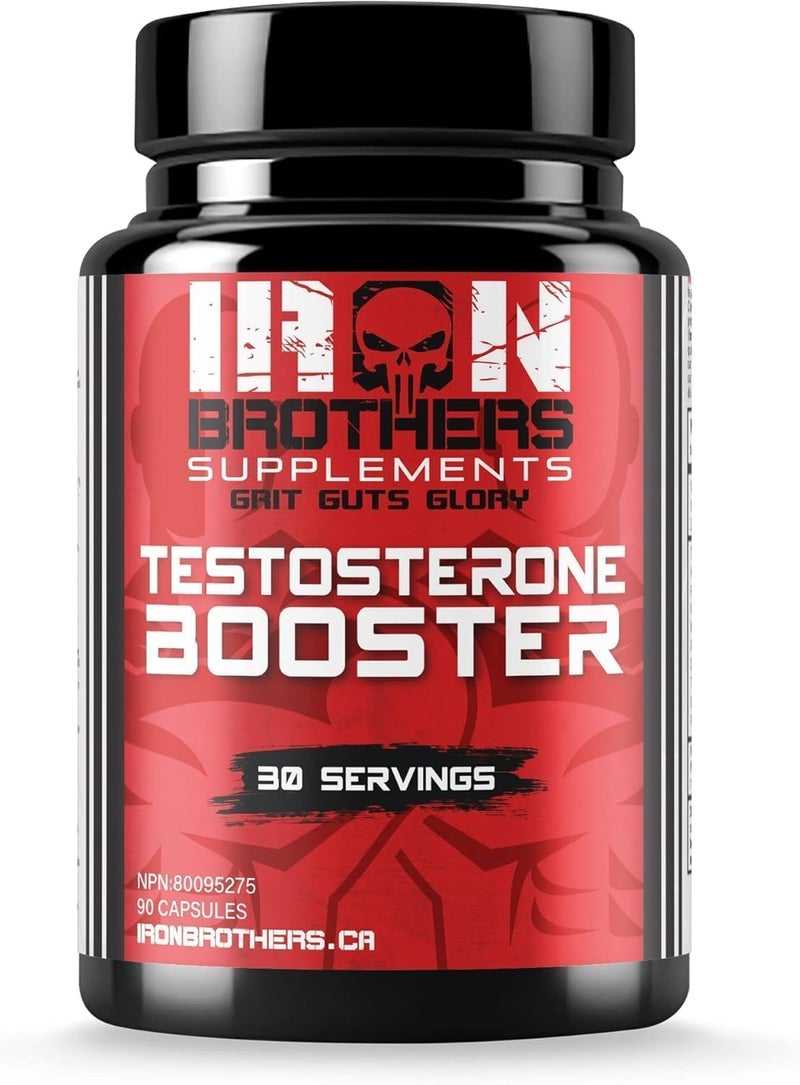 Iron Brothers Supplements Testosterone Booster for Men 90 Capsules  Testosterone Supplements for Men to Enhance Muscle Growth  Estrogen Blocker  Promotes Fat Loss  Increase Performance  30 Days - Image 1