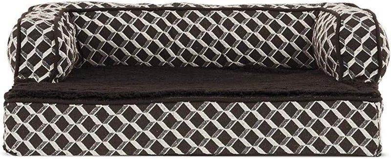 Furhaven Pet Bed for Dogs and Cats - Plush and Decor Comfy Couch Sofa-Style Cooling Gel Foam Dog Bed, Removable Machine Washable Cover - Diamond Brown, Small - Image 1