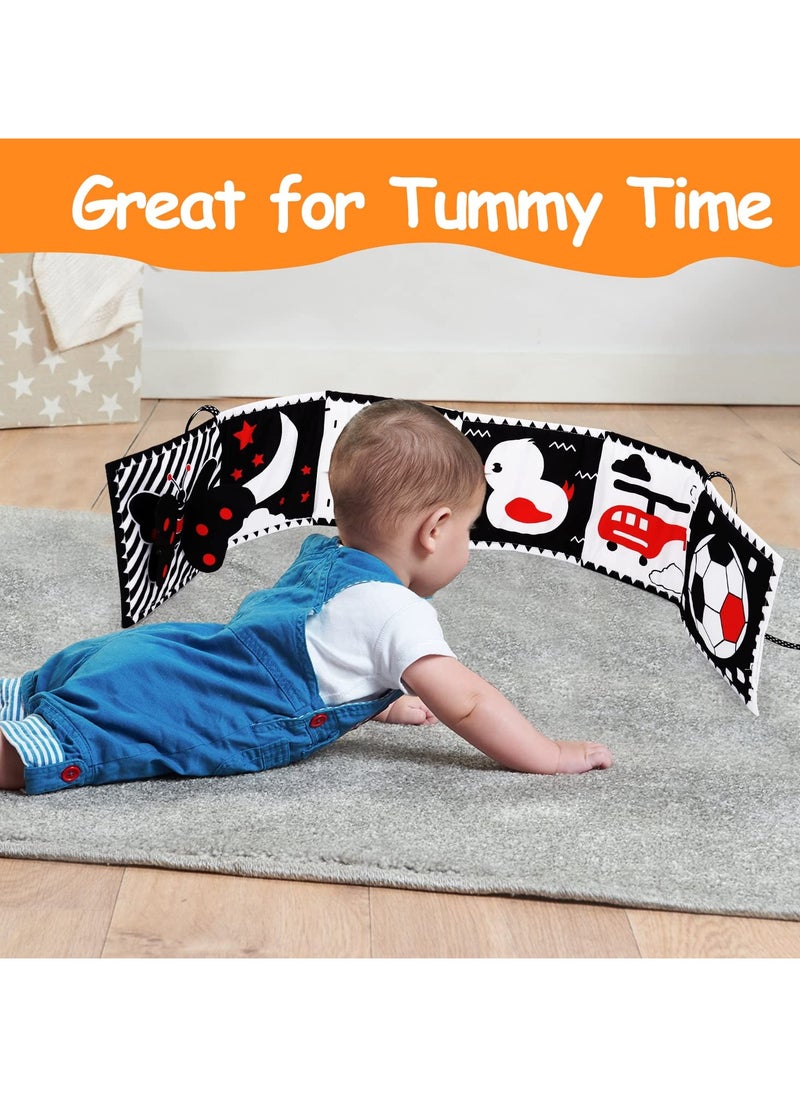 Generic - Black and White High Contrast Toys for Baby 0-3 3-6 Months Infant Tummy Time Soft Book Sensory Musical Toy 0-2-4-6 Month Babies Brain Development Montessori Crinkle Book Mirror Newborn Shower Gifts - Image 1