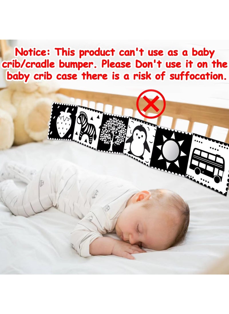 Generic - Black and White High Contrast Toys for Baby 0-3 3-6 Months Infant Tummy Time Soft Book Sensory Musical Toy 0-2-4-6 Month Babies Brain Development Montessori Crinkle Book Mirror Newborn Shower Gifts - Image 1