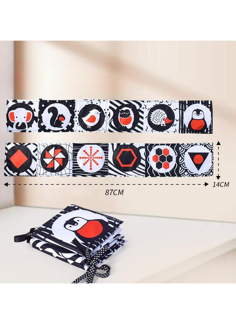 Generic - Black and White High Contrast Toys for Baby 0-3 3-6 Months Infant Tummy Time Soft Book Sensory Musical Toy 0-2-4-6 Month Babies Brain Development Montessori Crinkle Book Mirror Newborn Shower Gifts - Image 1