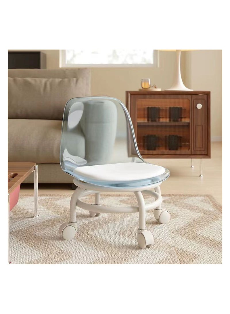 brunson Low Stool Transparent Small Chair with Universal Wheel Small Stool Children Acrylic Small Stool Household Low Stool Backrest  - Image 4