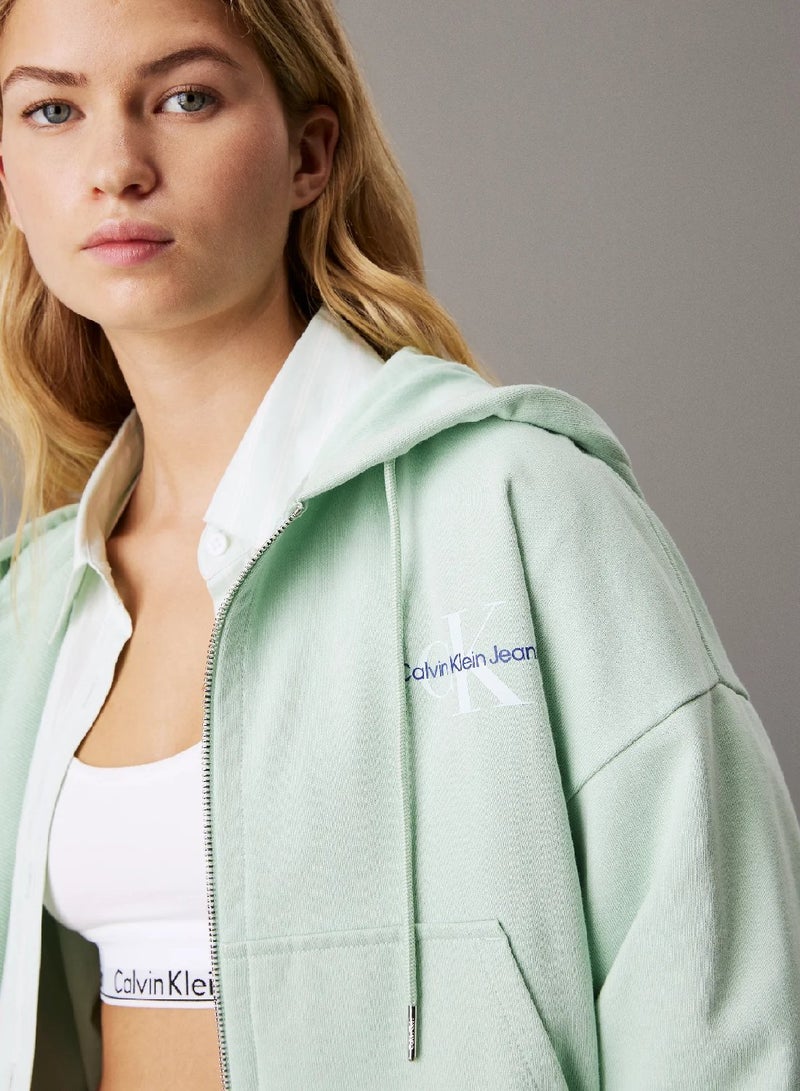 Calvin Klein Jeans Monogram Logo French Terry Zip Hoodie - Image 3