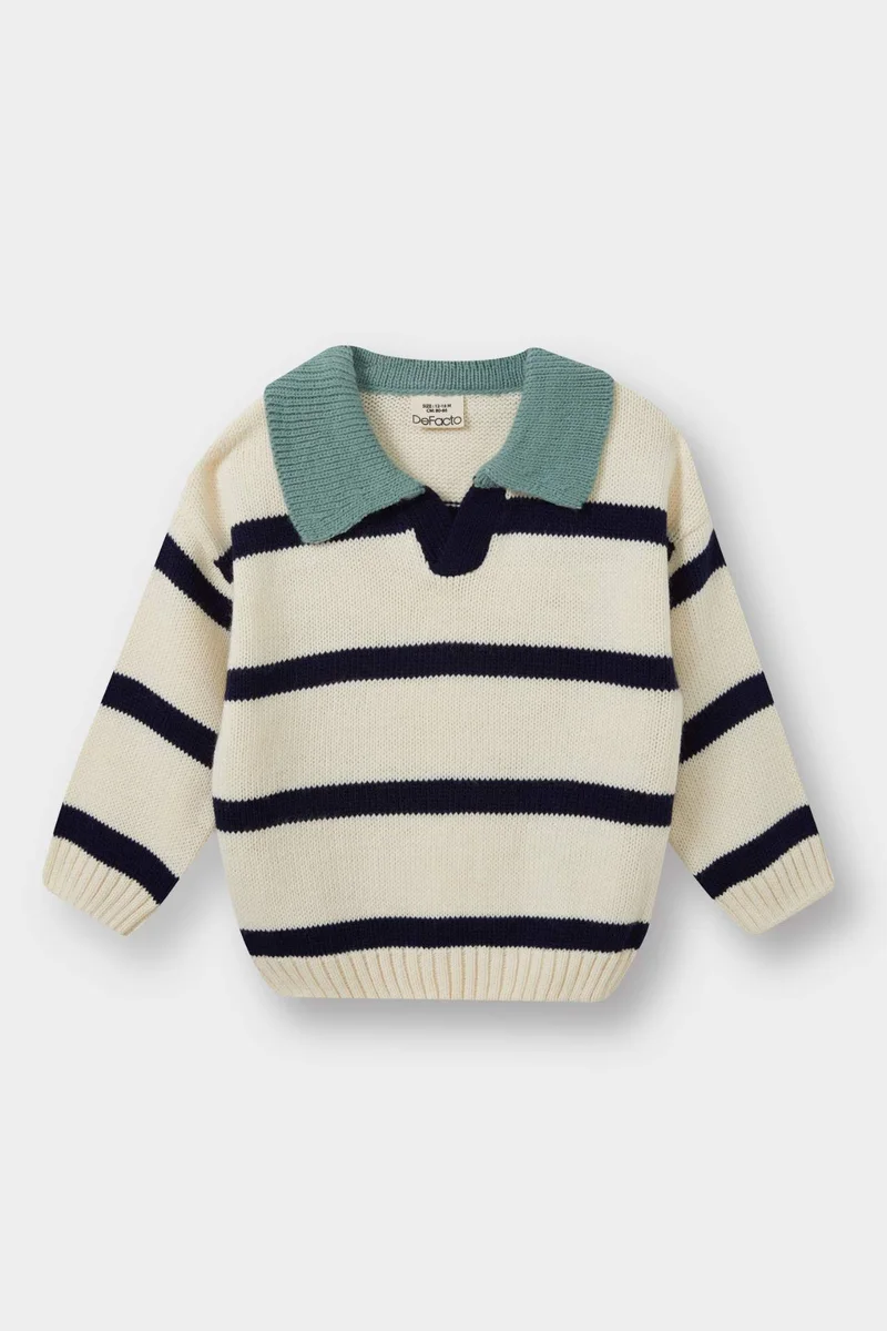 Defacto Baby Boy Regular Fit Striped Apache Neck Pullover