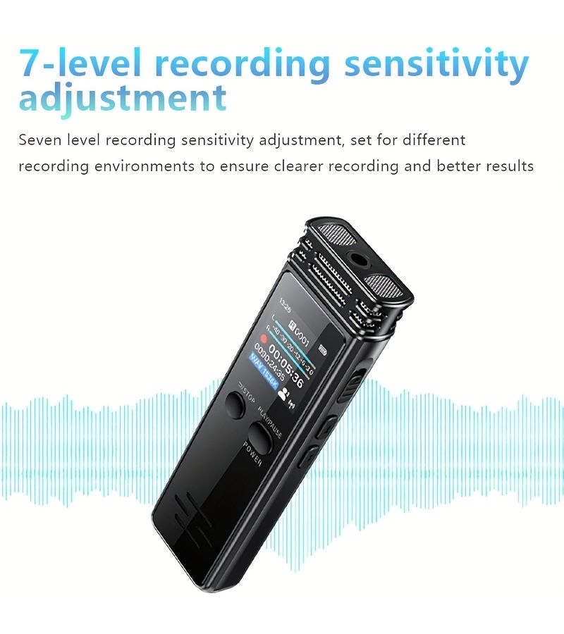 64GB Voice Activated Audio Recorder Portable USB MP3 Player Noise Reduction One Click Recording Ideal for Interviews Lectures Meetings Rechargeable Digital Audio Recorder With Playback Black Recording Equipment - Image 4