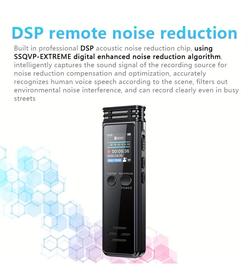64GB Voice Activated Audio Recorder Portable USB MP3 Player Noise Reduction One Click Recording Ideal for Interviews Lectures Meetings Rechargeable Digital Audio Recorder With Playback Black Recording Equipment - Image 2