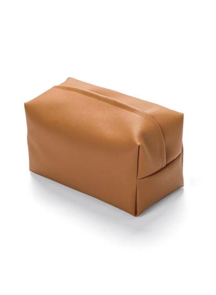 2 Pieces The First Layer of Lychee Grain Cowhide Leather Tissue Box Smooth Finish for Home Living Room Light Luxury Storage Box Napkin Storage Bag Restaurant Tissue Paper Car Tissue Box Classic American Retro Style Super Large Capacity Solid Color (Brown) - Image 1