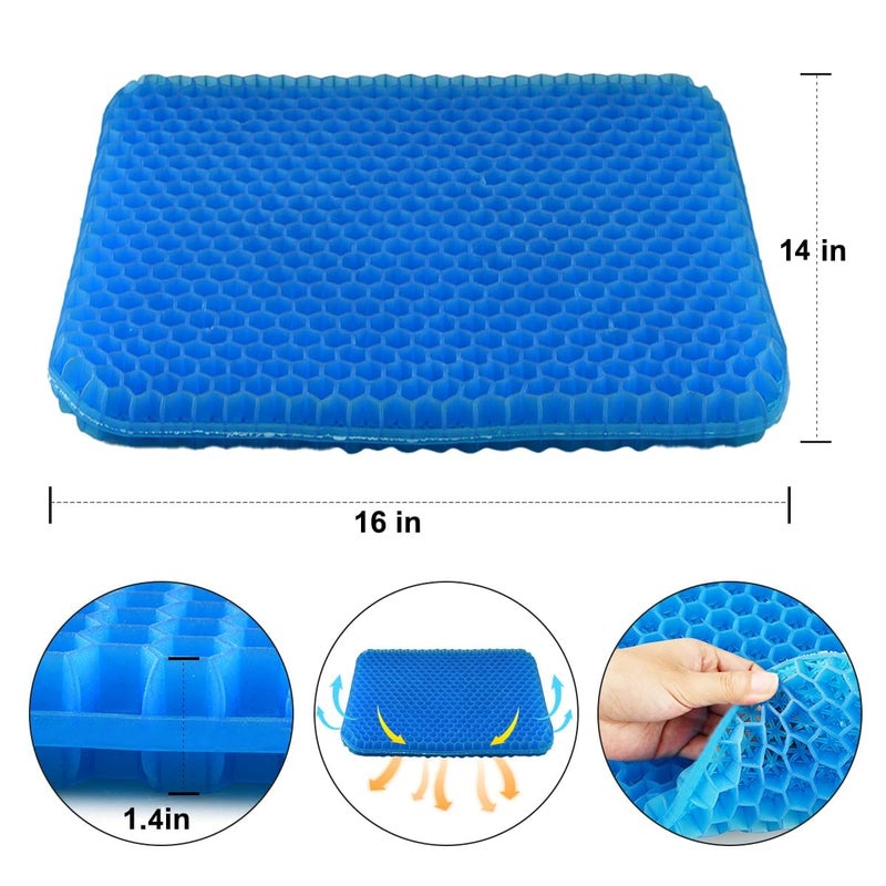 Glixon Gel Seat Cushion with NonSlip Cover Cooling Seat Cushion Breathable Pain Relief Sciatica Hip Egg Crate Cushion for Office Chair Car Wheelchair - Image 2