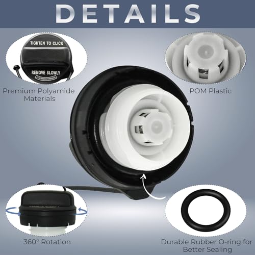 Anleecap Gas Cap, Fuel Cap For Honda 2008-2017 Accord, 2009-2015 Pilot, 2011-2017 Odyssey, 2010-2014Insight, 2016-2020 HR-V, 2007-2016 CR-V, 2012-2015Crosstour Civic Accord Crosstour 17670T3WA01, 17670-T3W-A01 - Image 3