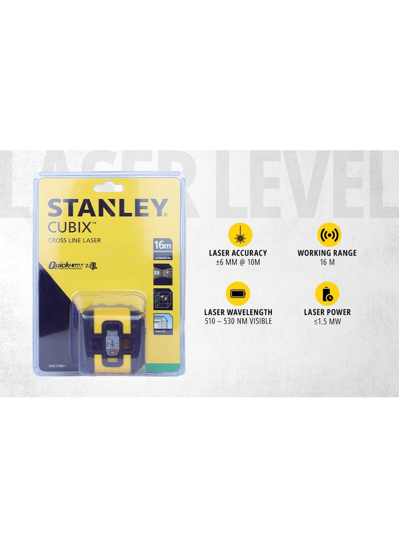 Stanley STANLEY STHT774991 CUBIX Green Beam Cross Line Laser Level with 2AA Batteries for Home DIY Professional Use 1 Year Warranty YELLOW BLACK  - Image 4