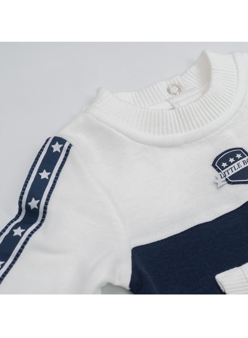 Moon بدلة نوم قطن 100% من MOON 3-6 أشهر زرقاء - رياضية بحرية - Image 4