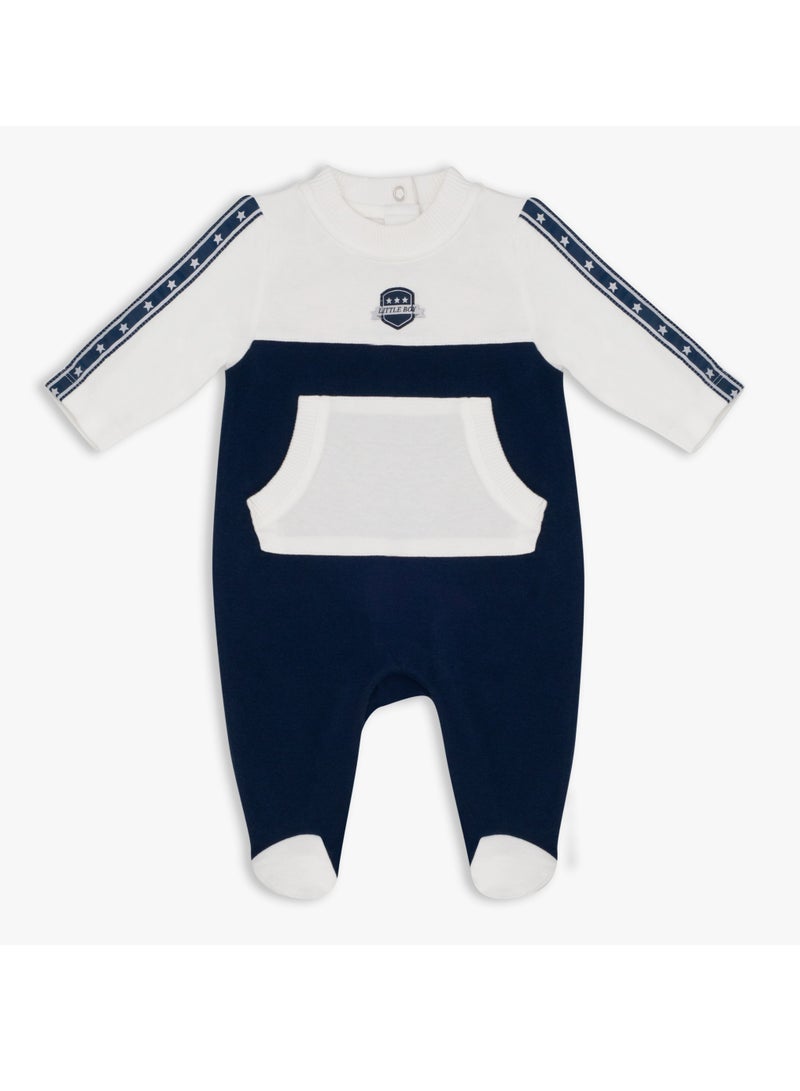 Moon بدلة نوم قطن 100% من MOON 3-6 أشهر زرقاء - رياضية بحرية - Image 1