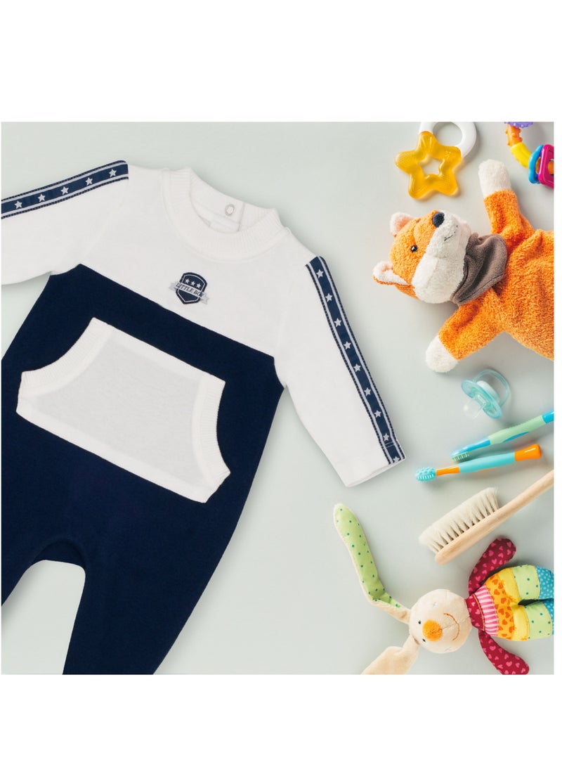 Moon بدلة نوم قطن 100% من MOON 3-6 أشهر زرقاء - رياضية بحرية - Image 5