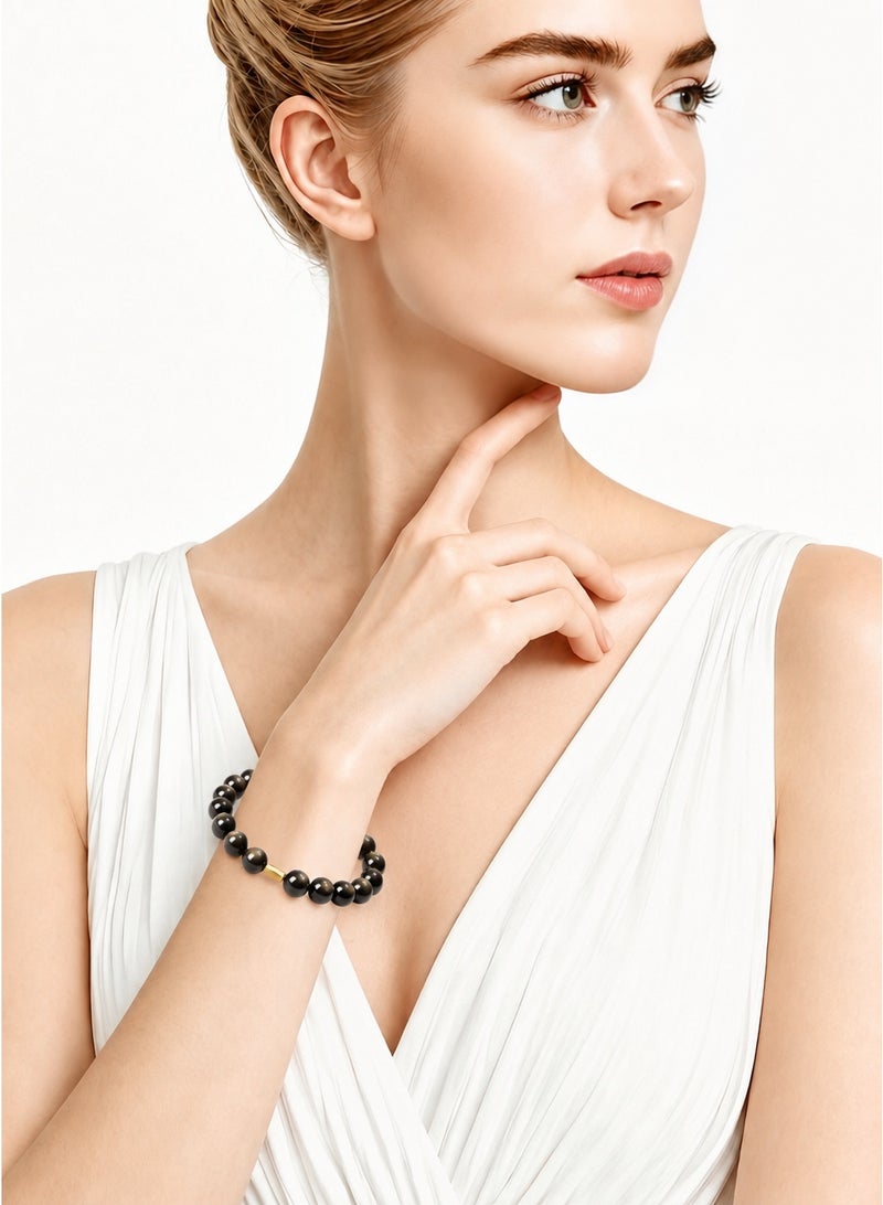 QUAINT 【 Golden Sand 】 – Natural Gold Obsidian Bracelet with Gold Beads | Black Gold · Luxurious - Image 5