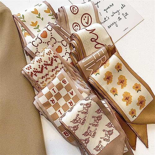 QTMY 5 Pack Purse Scarf for Bags Silk Head Scarf for Hair Handbag Women Scarfs Band Hair Neck Scarves Fashion Gifts,01 - Image 2