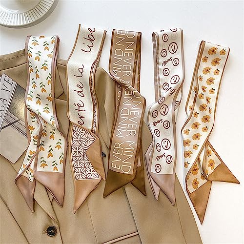 QTMY 5 Pack Purse Scarf for Bags Silk Head Scarf for Hair Handbag Women Scarfs Band Hair Neck Scarves Fashion Gifts,01 - Image 3