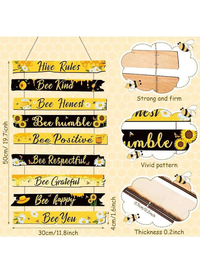 Jetec Bee Sign Hive Rules Bee Wall Decor Plaque Bee Gift Humble Bee Decor Christmas Bee Ornament for Xmas Home Spring Daisy Sunflower Decorations for Living Room Rustic Kitchen Decor - Image 2