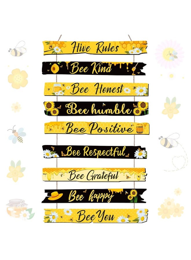 Jetec Bee Sign Hive Rules Bee Wall Decor Plaque Bee Gift Humble Bee Decor Christmas Bee Ornament for Xmas Home Spring Daisy Sunflower Decorations for Living Room Rustic Kitchen Decor - Image 1
