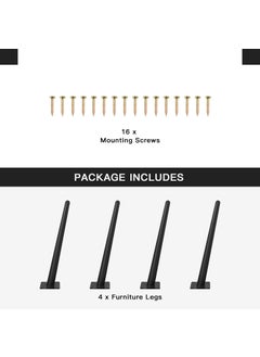 HIRVALL HIRVALL Sofa Legs Sofa Furniture PVD Glossy Finish Cone Shape Design Sofa Leg Set of 4 12 InchBlack  - Image 2