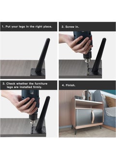 HIRVALL HIRVALL Sofa Legs Sofa Furniture PVD Glossy Finish Cone Shape Design Sofa Leg Set of 4 12 InchBlack  - Image 3