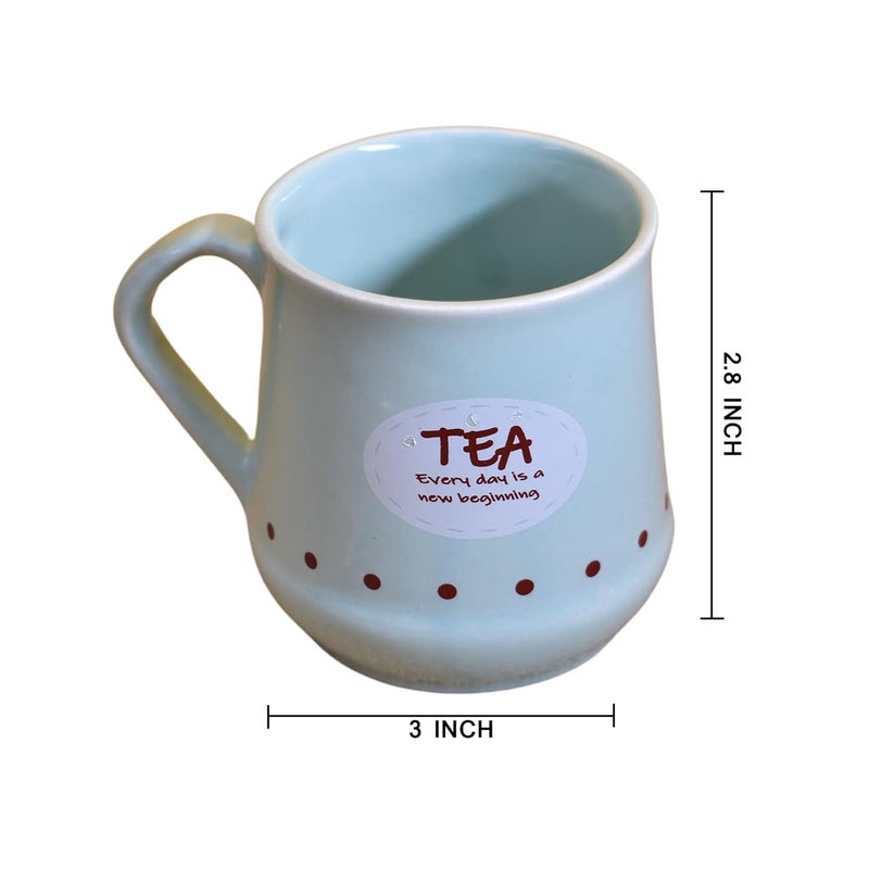 Kunhar Ceramic Tea Cups Coffee Cups 6 Pieces Blue Hosta 180 Ml - Image 2