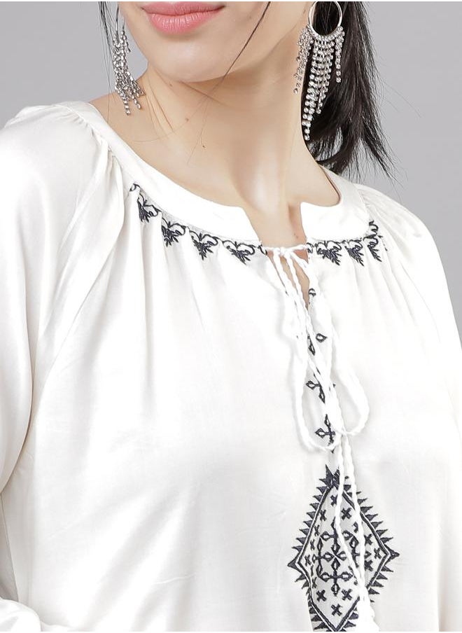 Vishudh Tie-Up Neck Printed Longline Top by Styli  - Image 5
