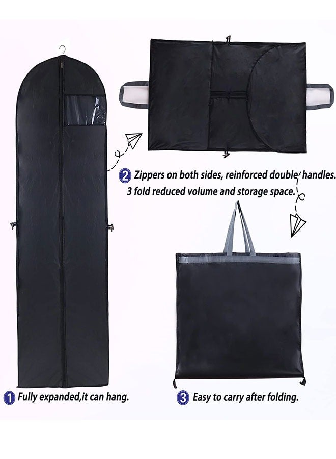 GoldenLike 70.8" Garment Bag 2 Pcs Garment Cover Bag Dustproof Clothes Cover Bags Wedding Dress Bag Cover Foldable Clothe Storage Bag Protector for Closet Storage Suit,Robe,Long Dress(60*180CM-BLK) - Image 4